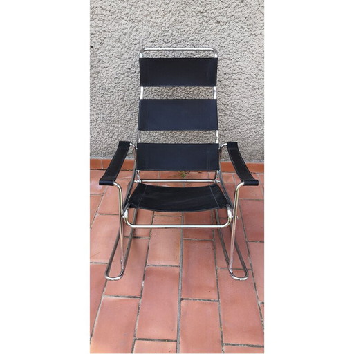 Vintage leather & chrome rocking chair by Marcel Breuer, 1950