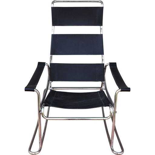 Vintage leather & chrome rocking chair by Marcel Breuer, 1950