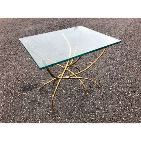 Image 1 of Vintage coffee table in glass and gilded metal, 1970