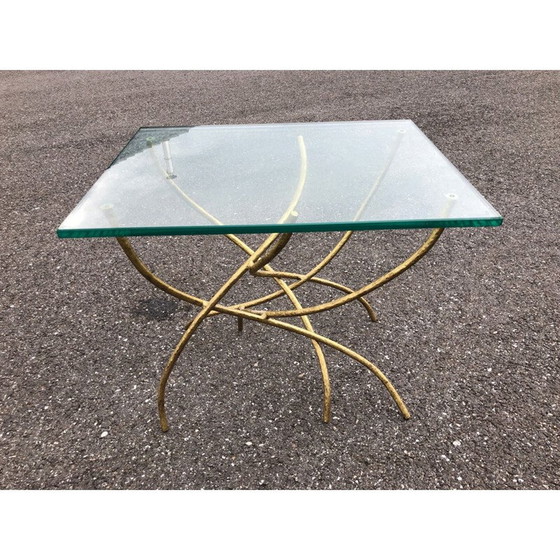 Image 1 of Vintage coffee table in glass and gilded metal, 1970