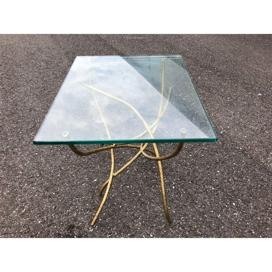 Image 1 of Vintage coffee table in glass and gilded metal, 1970