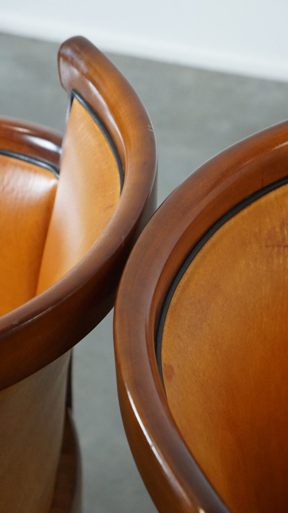 Image 1 of 4 X Sheep Leather Dining Chair Combined With Wood