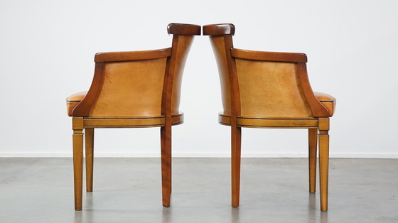 Image 1 of 4 X Sheep Leather Dining Chair Combined With Wood