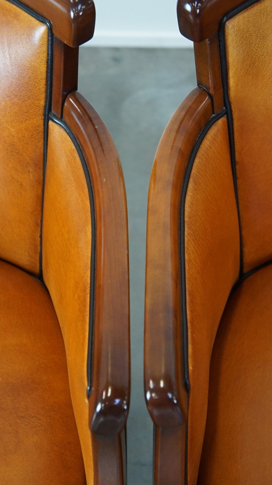 Image 1 of 4 X Sheep Leather Dining Chair Combined With Wood