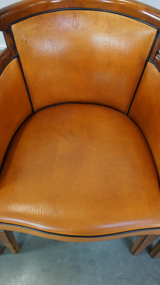 Image 1 of 4 X Sheep Leather Dining Chair Combined With Wood