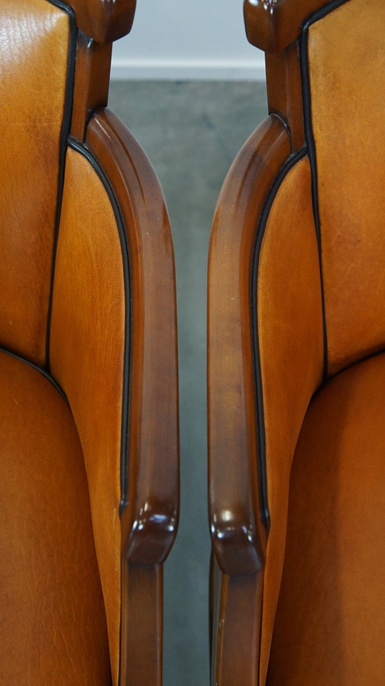 Image 1 of 4 X Sheep Leather Dining Chair Combined With Wood