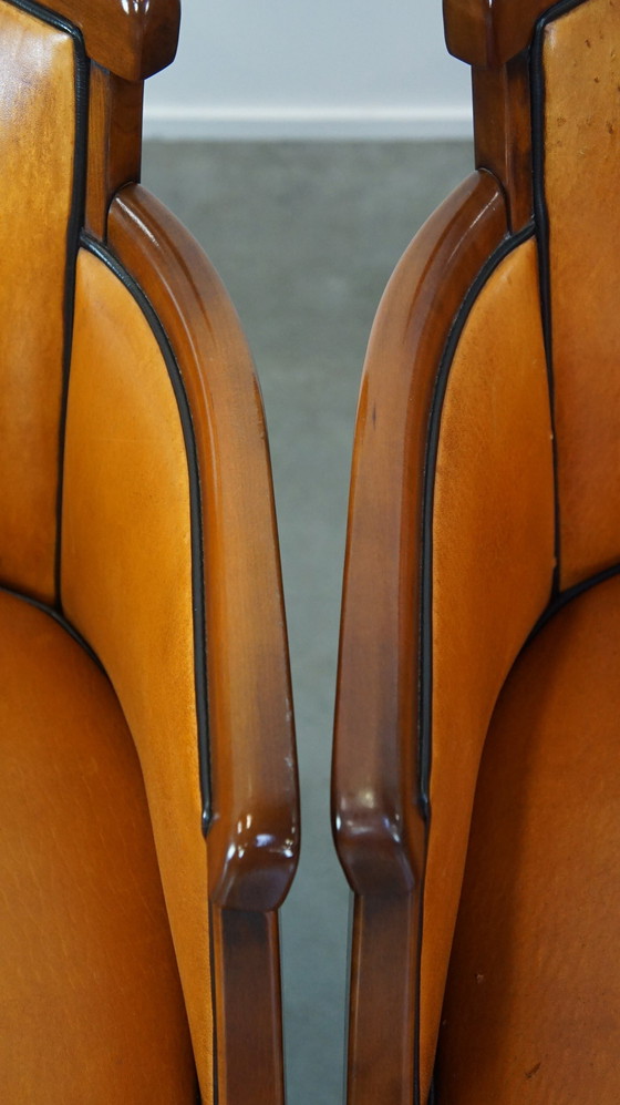 Image 1 of 4 X Sheep Leather Dining Chair Combined With Wood