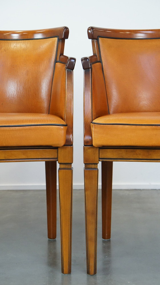 Image 1 of 4 X Sheep Leather Dining Chair Combined With Wood