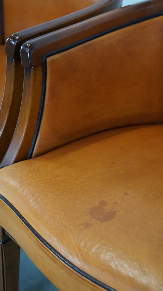 Image 1 of 4 X Sheep Leather Dining Chair Combined With Wood