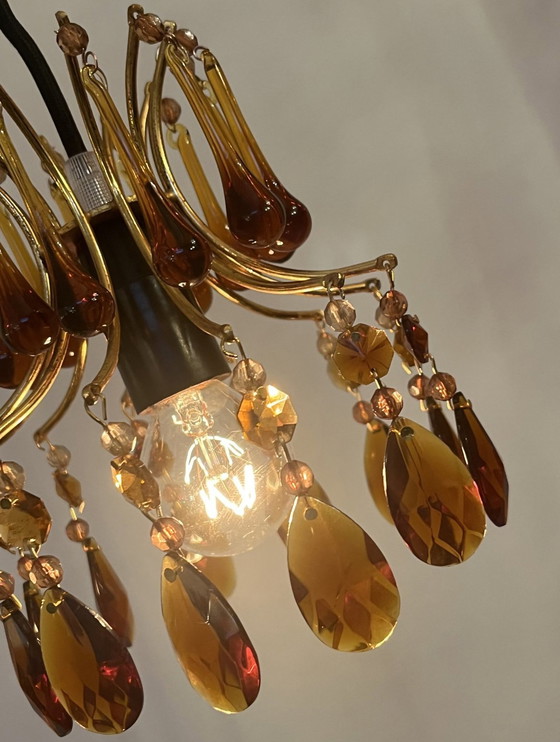 Image 1 of Set Of 2 Teardrop Smoked Smoke Glass Pendant Lamps