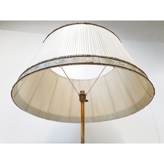 Image 1 of Vintage brass and nylon floor lamp, France 1950