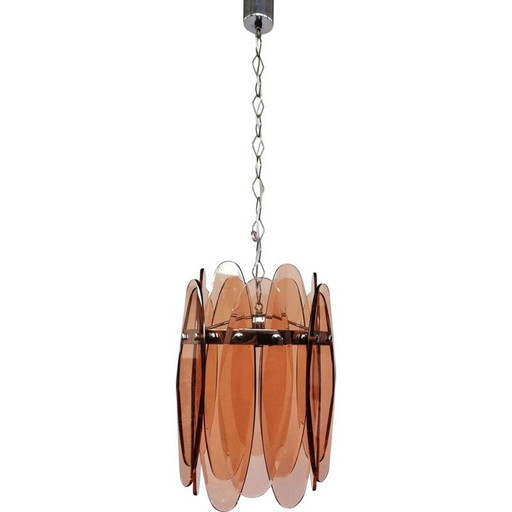 Vintage glass pendant lamp by Veca, Italy 1960