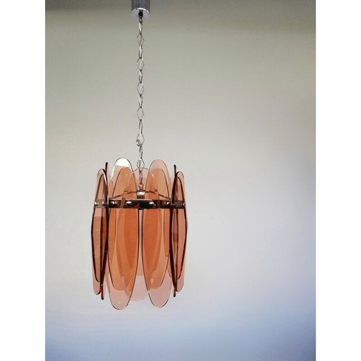 Vintage glass pendant lamp by Veca, Italy 1960
