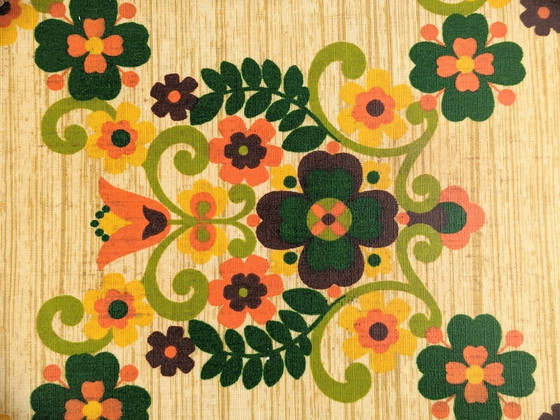 Image 1 of 1970S Floral Tray | Rattan And Plastic