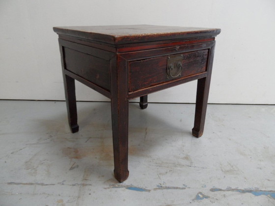 Image 1 of Vintage Japanese Side Table With Drawer