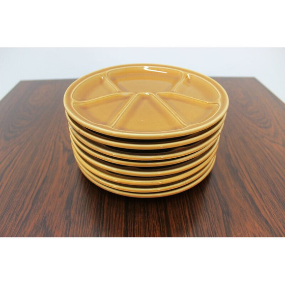Image 1 of Set of 8 vintage fondue plates by Gien Pottery
