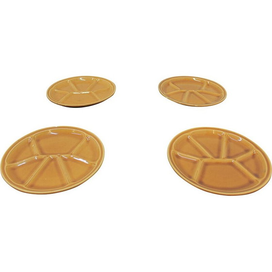 Image 1 of Set of 8 vintage fondue plates by Gien Pottery