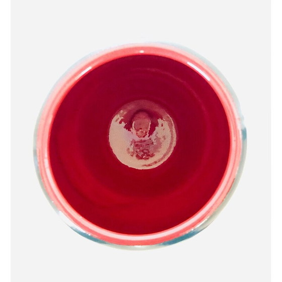 Image 1 of Vintage pear-shaped vase in red and black ceramic by Elchinger, France 1960