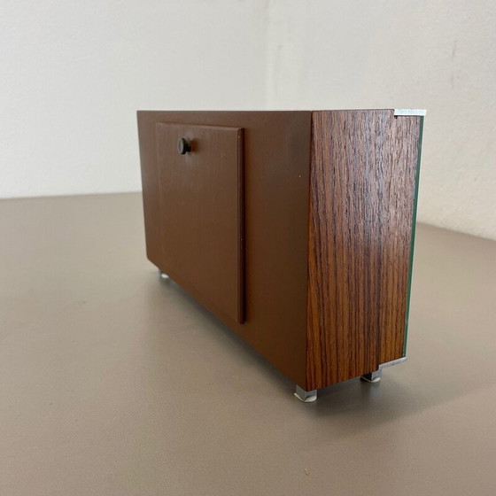 Image 1 of Vintage wooden teak and metal table clock by Zentra, Germany 1970s