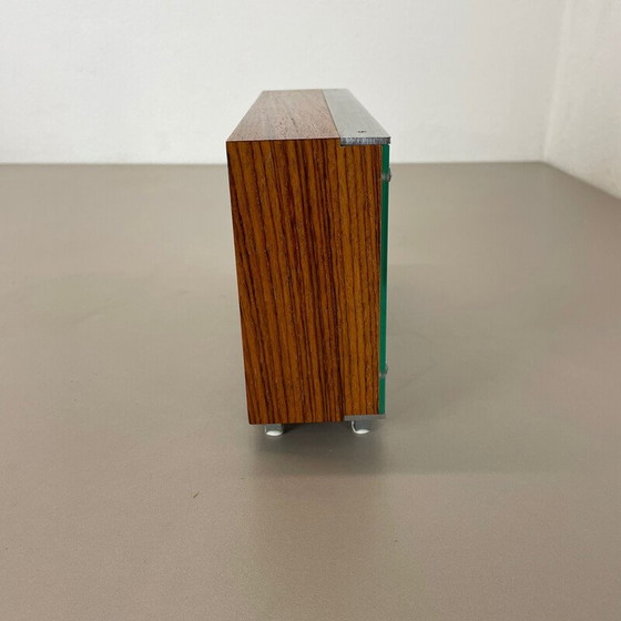 Image 1 of Vintage wooden teak and metal table clock by Zentra, Germany 1970s