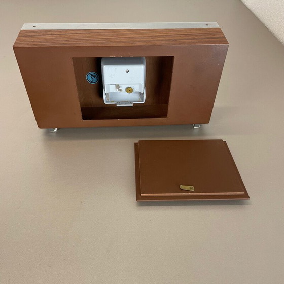Image 1 of Vintage wooden teak and metal table clock by Zentra, Germany 1970s