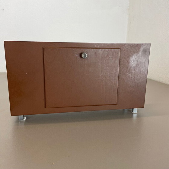 Image 1 of Vintage wooden teak and metal table clock by Zentra, Germany 1970s