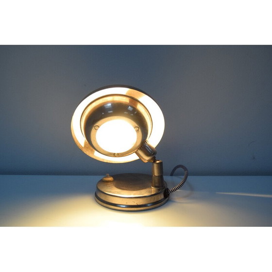 Image 1 of Vintage Art deco table lamp in chrome, metal and glass, Czechoslovakia 1930s