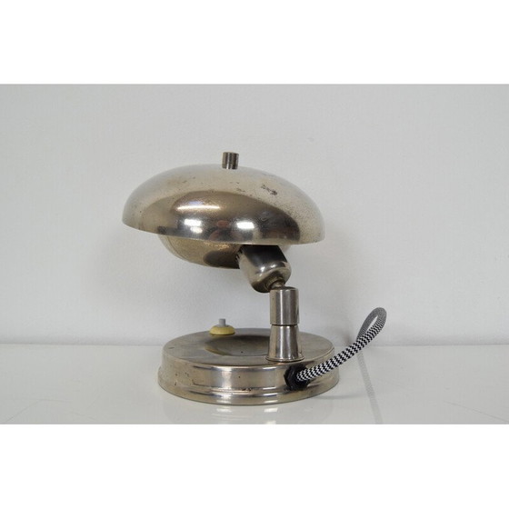 Image 1 of Vintage Art deco table lamp in chrome, metal and glass, Czechoslovakia 1930s