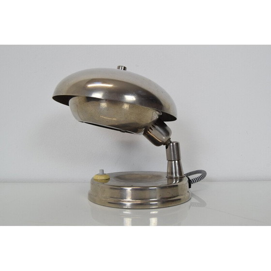 Image 1 of Vintage Art deco table lamp in chrome, metal and glass, Czechoslovakia 1930s