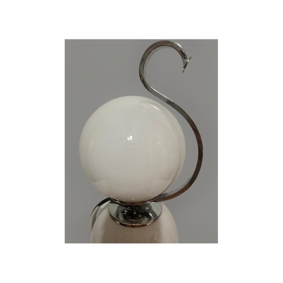 Image 1 of Vintage table lamp in chromed glass and opal, Italy 1960