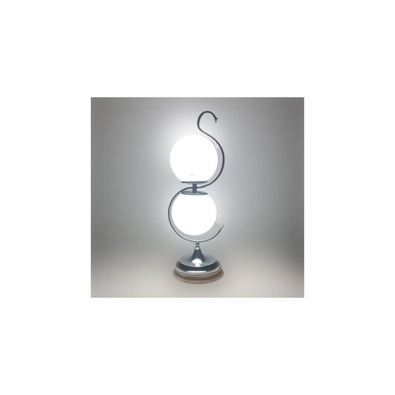 Image 1 of Vintage table lamp in chromed glass and opal, Italy 1960