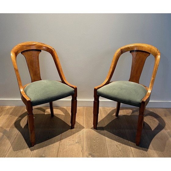 Image 1 of Set of 6 vintage walnut Gondola chairs, 1930