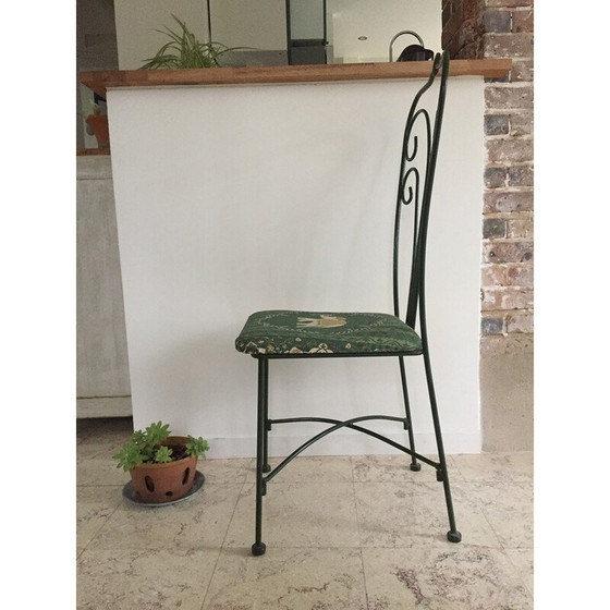 Image 1 of Vintage garden chair in cast steel and elephant pattern fabric