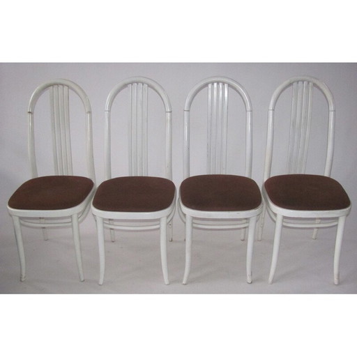 Set of 4 vintage beechwood chairs by Ton, Czechoslovakia 1970