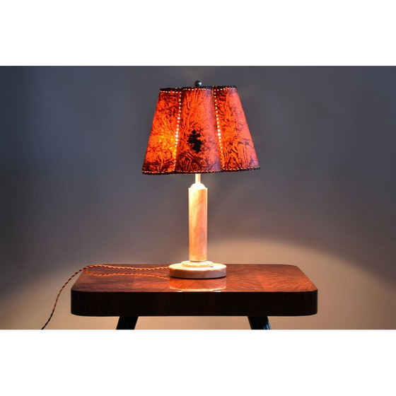 Image 1 of Vintage Art Deco table lamp in chrome steel and marble, Czechoslovakia 1920