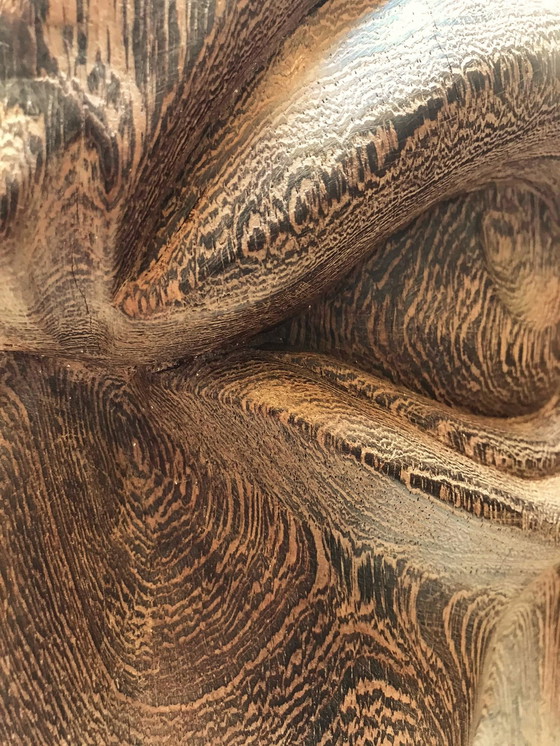 Image 1 of 4D face wooden sculpture