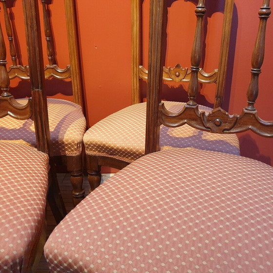 Image 1 of Set of 6 Vintage Victorian Walnut Chairs