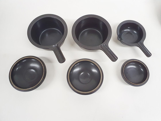 Image 1 of Dark brown Arabia Liekki ceramics by Ulla Procope, Finland 1960's