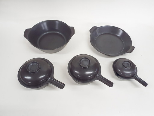 Dark brown Arabia Liekki ceramics by Ulla Procope, Finland 1960's