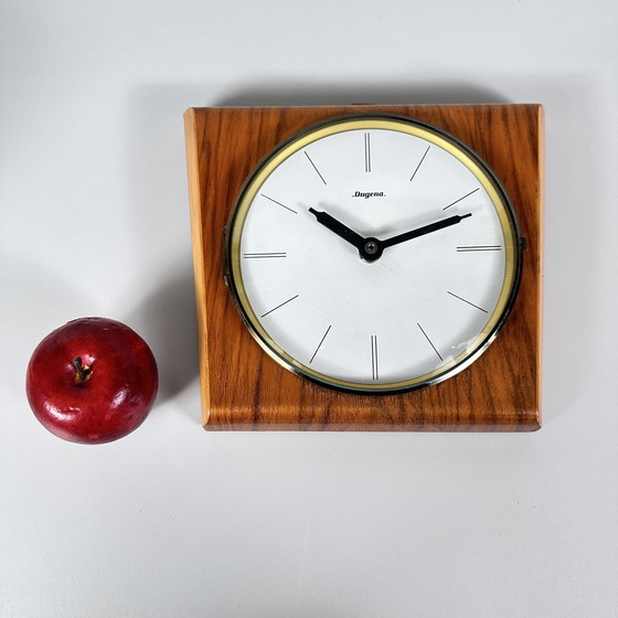 Image 1 of Midcentury Dugena wall clock wood