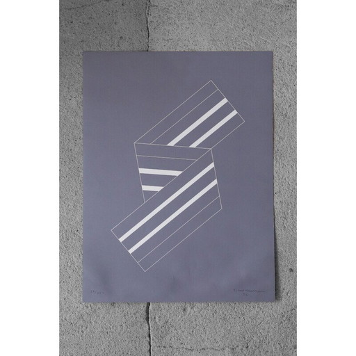 Litografia a colori d'epoca di Eskil Hansson, 1976