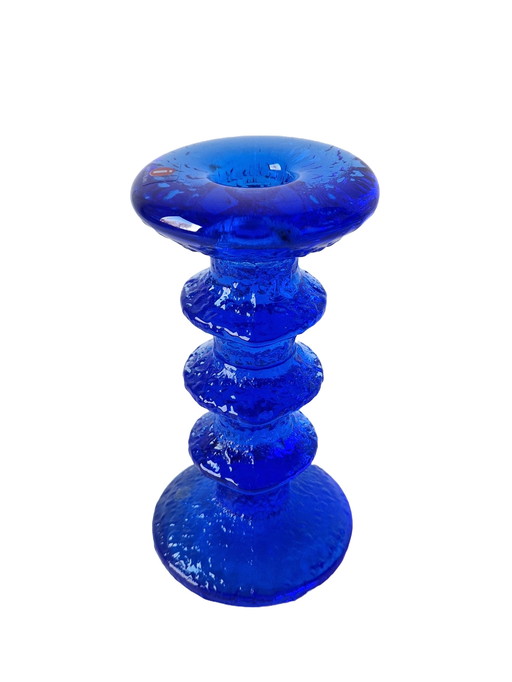 Iittala Cobalt blue Festivo candlestick by Timo Sarpaneva