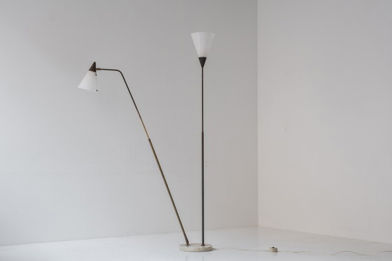 Image 1 of Rare 339-2 PX two armed floor lamp by Angelo and Giuseppe Ostuni & Renato Forti for Oluce, Italy 1952. 