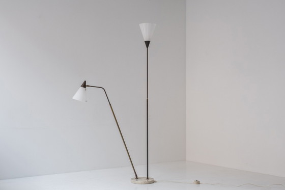 Image 1 of Rare 339-2 PX two armed floor lamp by Angelo and Giuseppe Ostuni & Renato Forti for Oluce, Italy 1952. 