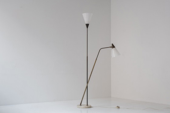 Image 1 of Rare 339-2 PX two armed floor lamp by Angelo and Giuseppe Ostuni & Renato Forti for Oluce, Italy 1952. 