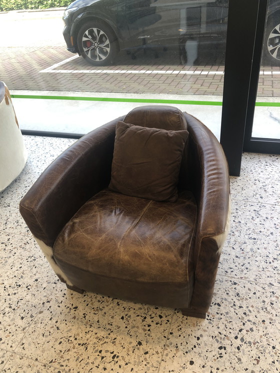 Image 1 of Aviator armchair brown with pony skin