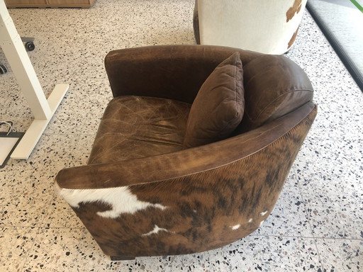 Aviator armchair brown with pony skin