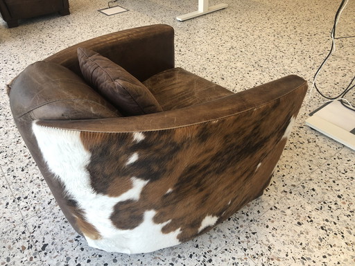 Aviator armchair brown with pony skin