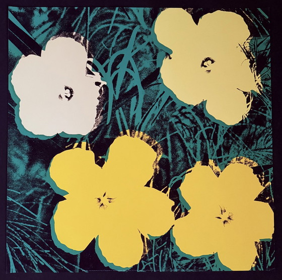 Image 1 of Andy Warhol: "Flores 4 veces amarillas, 1970". Gran formato. 
