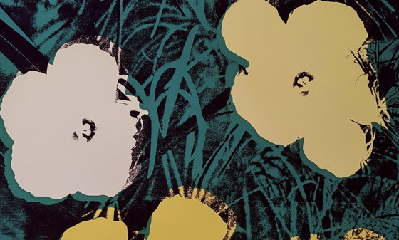 Image 1 of Andy Warhol: "Flores 4 veces amarillas, 1970". Gran formato. 